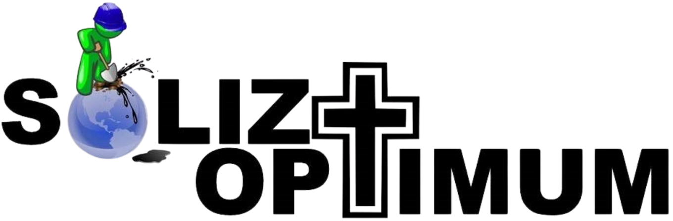 Soliz Optimum Energy logo with oilfield worker on globe and cross symbol.